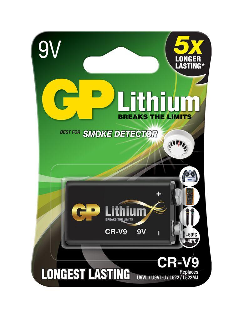 GP 9V litiumbatteri CRV9SD, dedikert brannalarmbatteri fra Batteriexperten