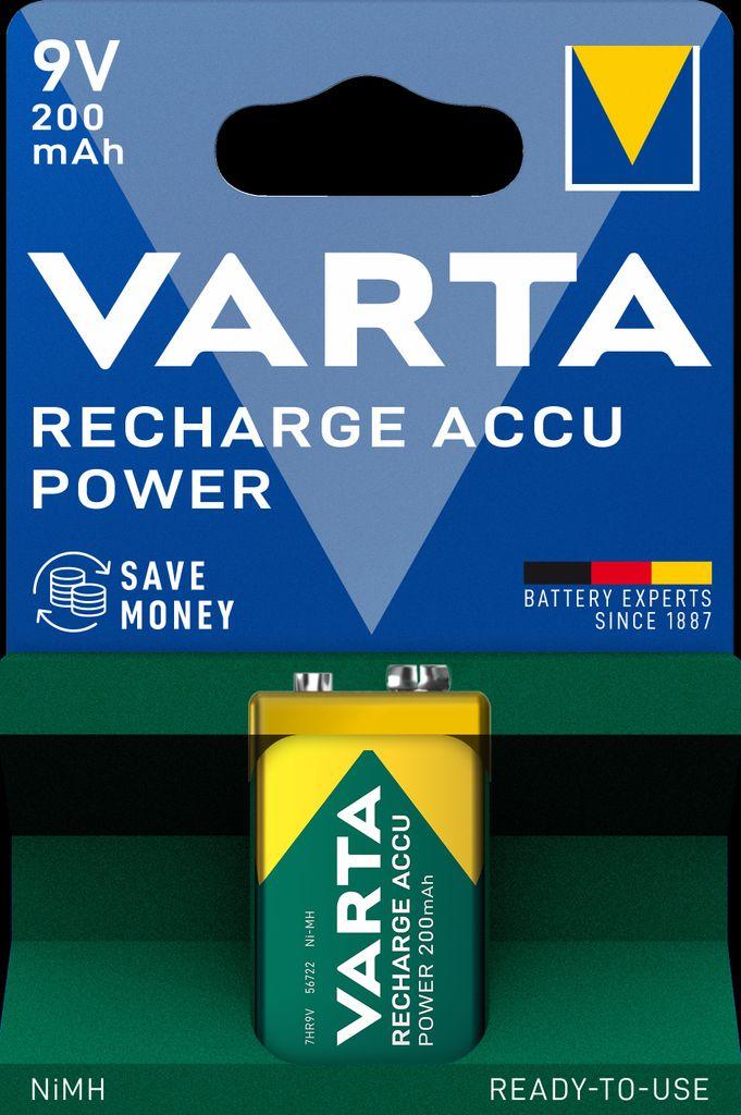 Varta Recharge Accu Power oppladbart Ni-MH 9V-batteri fra Batteriexperten