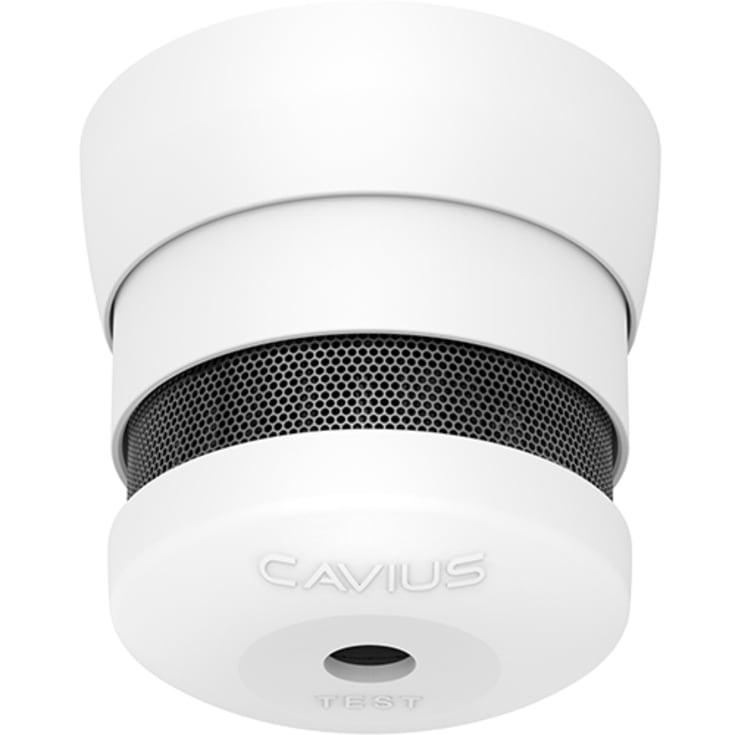 Cavius mini røykvarsler i hvitt, kompakt modell med 10 års batterilevetid