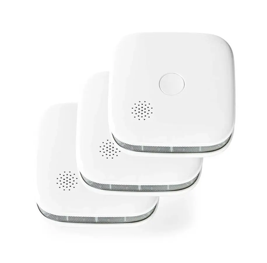 Nedis SmartLife røykvarsler i hvit plast, rund modell for smarthjem