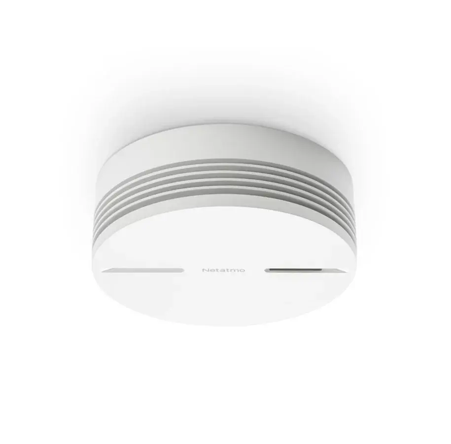 Netatmo Smart røykvarsler, hvit rund enhet med Wi-Fi-tilkobling